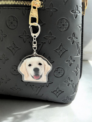 Brelok Golden Retriever Biały Akrylowy