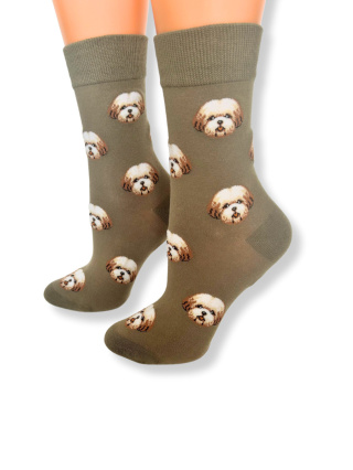 Skarpetki Shih Tzu Damskie (oliwkowe)