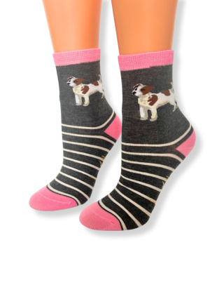 Skarpetki Jack Russell Terrier Dziecięce (różowo-szare)