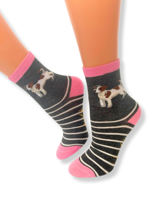 Skarpetki Jack Russell Terrier Dziecięce (różowo-szare)