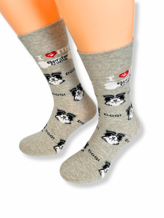 Skarpetki męskie z Border Collie szare