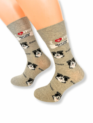 Skarpetki męskie z Border Collie szare