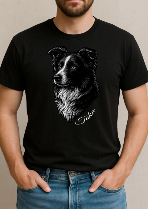 Koszulka Border Collie Męska Personalizowana Koszulka Border Collie Męska Personalizowana