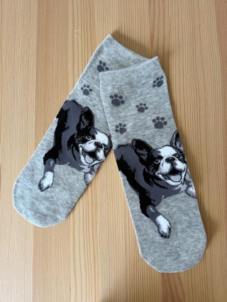 Skarpetki z Buldogiem Francuskim Damskie (szare)