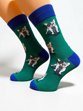 Skarpetki z Buldogiem Francuskim Męskie (zielone)