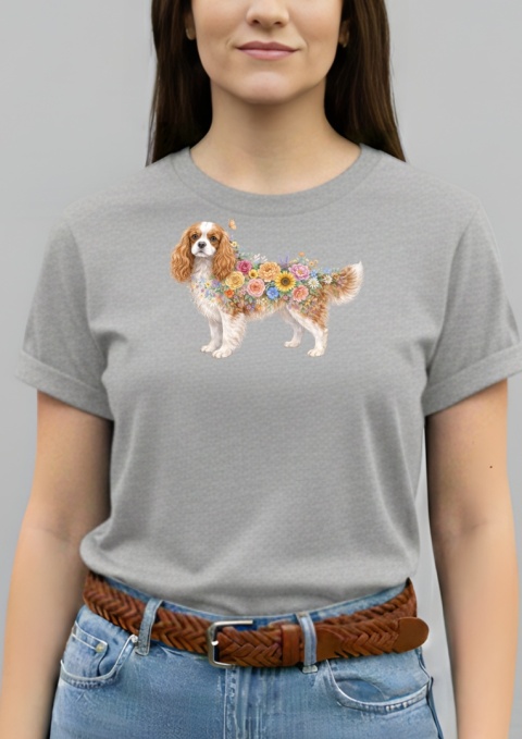 Koszulka z Cavalier King Charles Spaniel Flowers