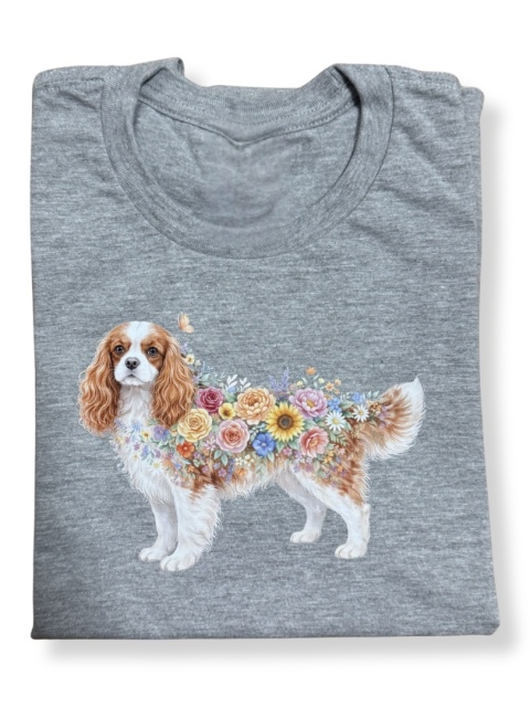 Koszulka z Cavalier King Charles Spaniel Flowers