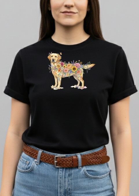 Koszulka z Labradorem Flowers