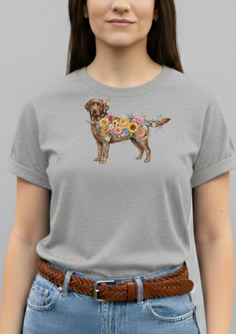 Koszulka z Labradorem Flowers