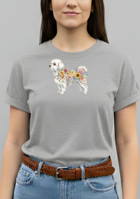 Koszulka z Maltańczykiem Flowers
