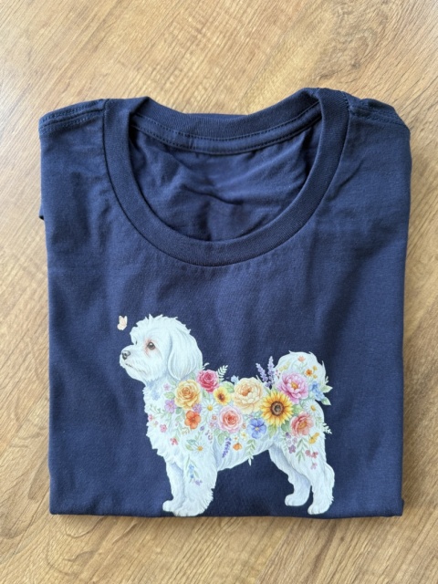 Koszulka z Maltańczykiem Flowers