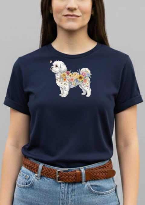 Koszulka z Maltańczykiem Flowers