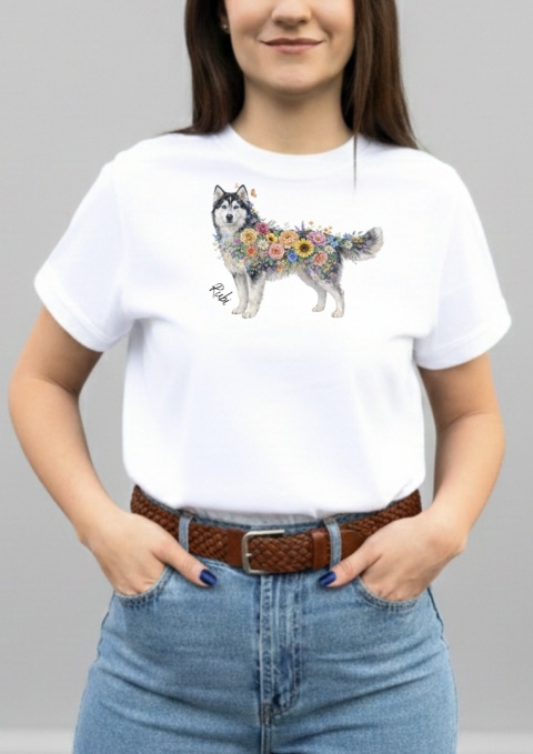 Koszulka z Husky Flowers