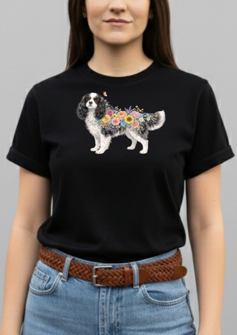 Koszulka z Cavalier King Charles Spaniel Flowers