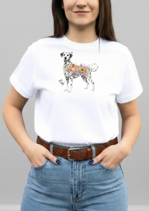 Koszulka z Dalmatyńczykiem Flowers