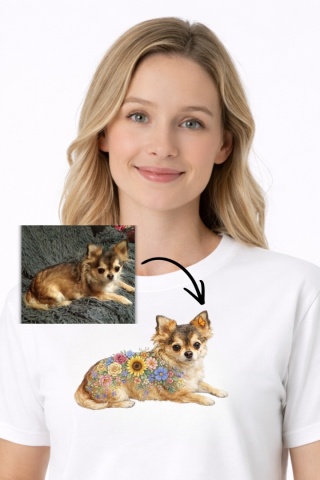 Koszulka z Twoim Psem ze zdjęcia Flowers