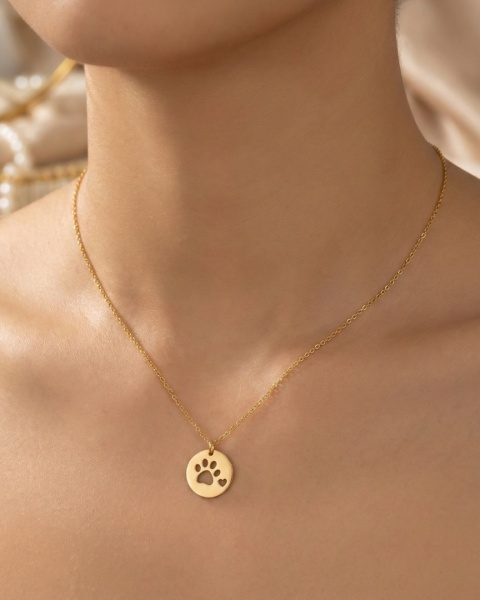 Naszyjnik łapka pozłacany ze stali nierdzewnej 316L