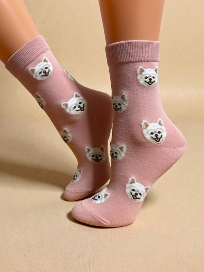 Skarpetki Akita Inu Damskie (różowe)