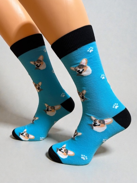 Skarpetki z Corgi Męskie (niebieskie)