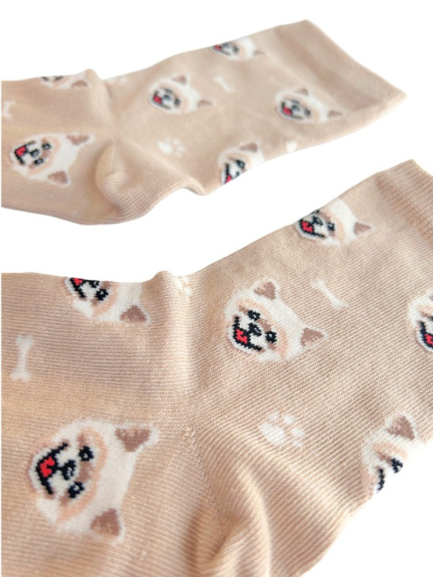 Skarpetki damskie w psy w Akita Inu beżowe 2 Skarpetki damskie w psy w Akita Inu beżowe 2
