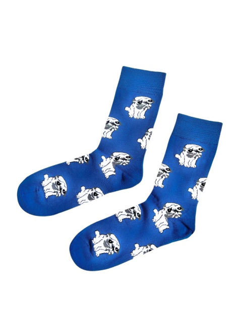 Skarpetki męskie w Mopsy niebieskie Skarpetki męskie w Mopsy niebieskie