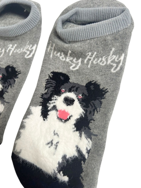 Stopki męskie ocieplane z Border Collie szare