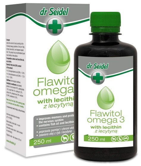 Dr Seidel Flawitol Omega 3 - olej z łososia i pstrąga z lecytyną dla psa 250ml Dr Seidel Flawitol Omega 3 - olej z łososia i pstrąga z lecytyną dla psa 250ml